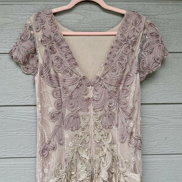 JS Collections Pink Mauve Soutache Round Neck Midi V-Back Dress Women’s 10 - Picture 7 of 10